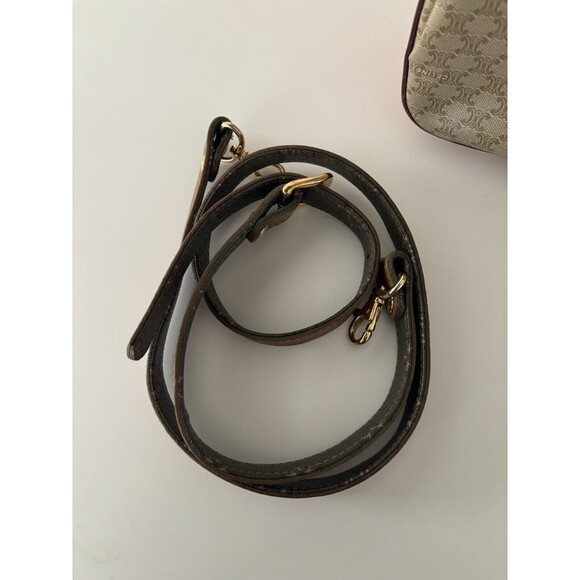 Celine Logo Macadam Pattern Hand Bag Leather Tan/Brown Crossbody Authentic Vtg - Picture 10 of 16